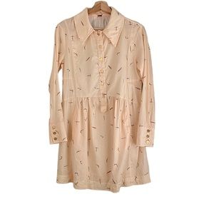 FARM RIO Brazil Long Sleeve Button Front Cotton Dress, Size Small